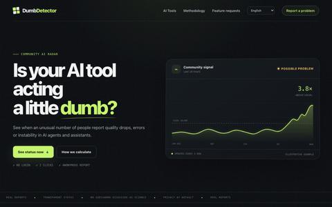 DumbDetector — community status for AI services — screenshot