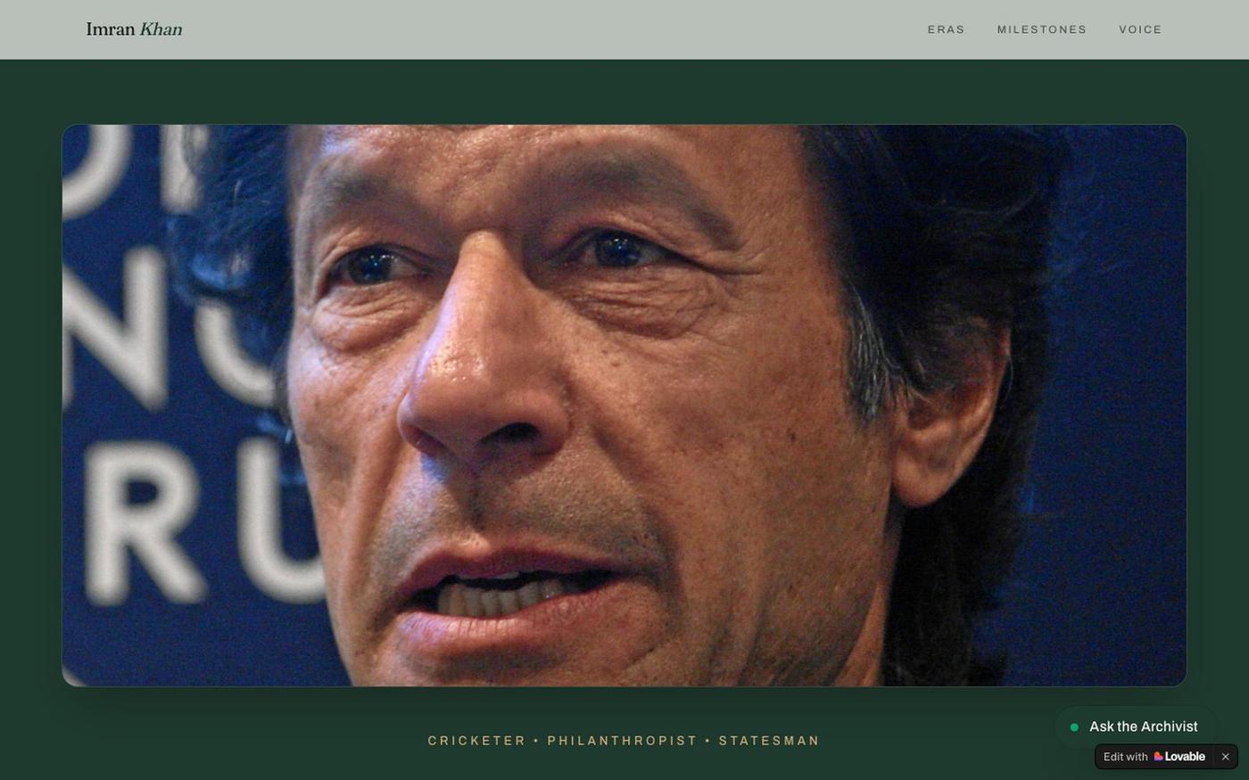 Imran Khan — Cricketer, Philanthropist, Statesman — screenshot