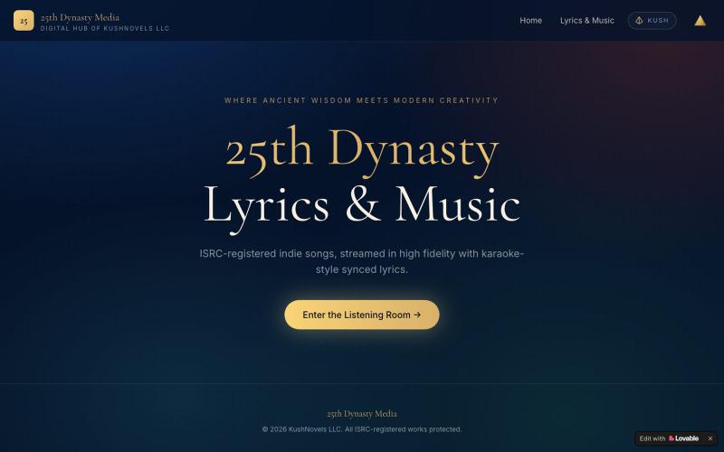 25th Dynasty Media — Lyrics & Music — screenshot