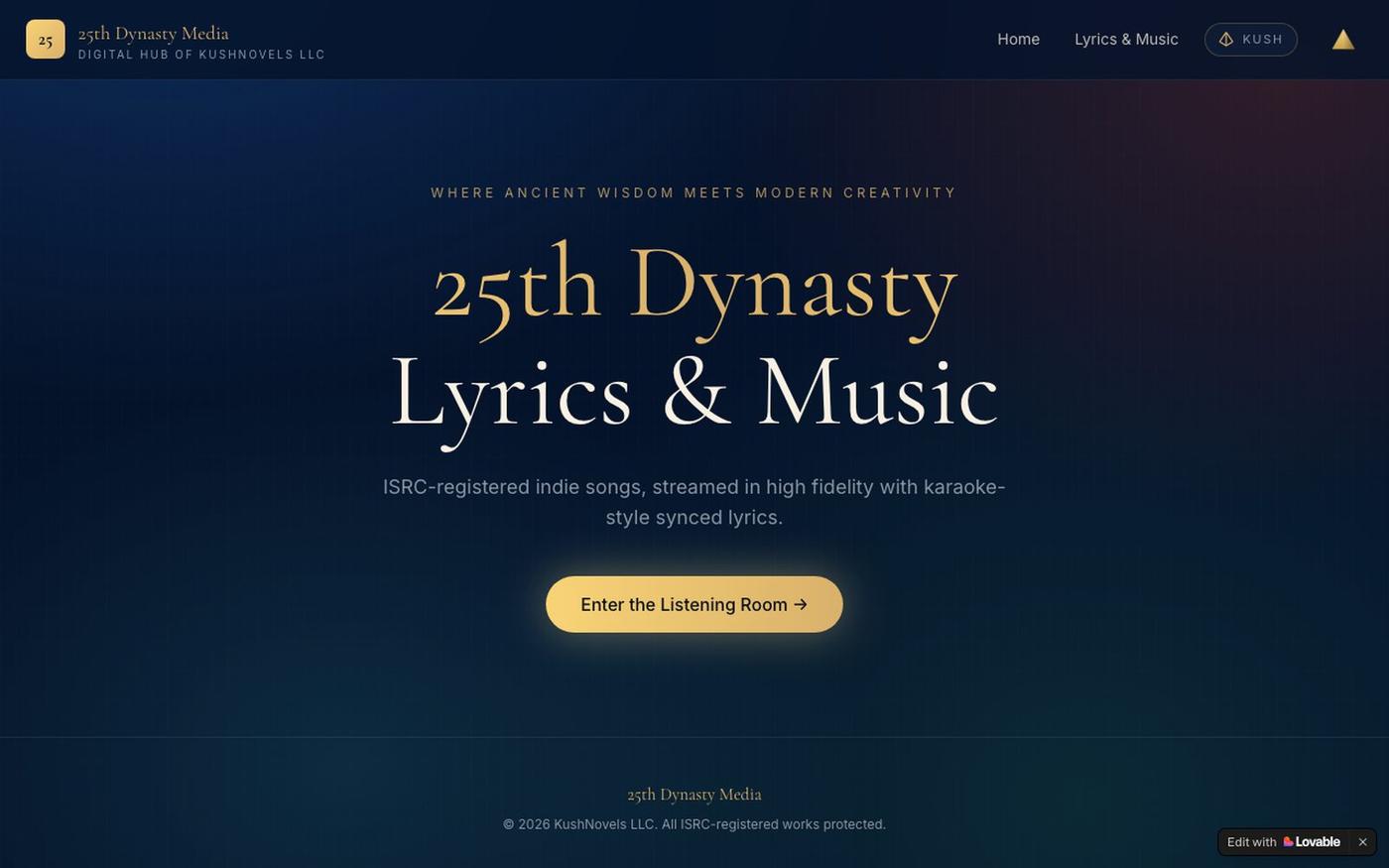 25th Dynasty Media — Lyrics & Music — screenshot
