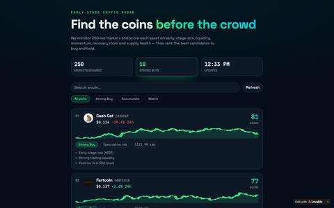 EarlyEdge — Early-Stage Crypto Signals & Buy Picks — screenshot