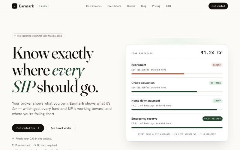 Earmark — Every investment should have a purpose — screenshot