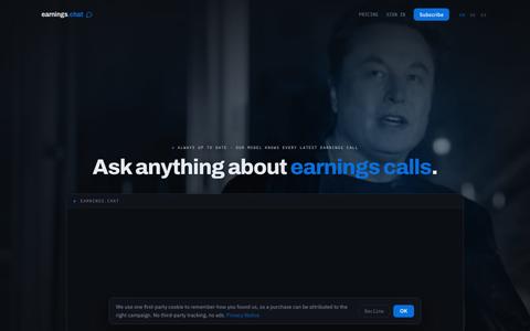 earnings.chat — ask every earnings call a question — screenshot
