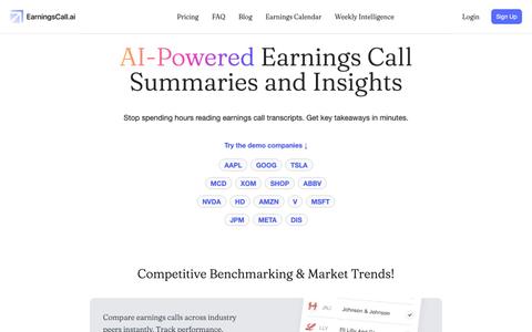 AI-Powered Stock Earnings Call Summaries and Insights — screenshot