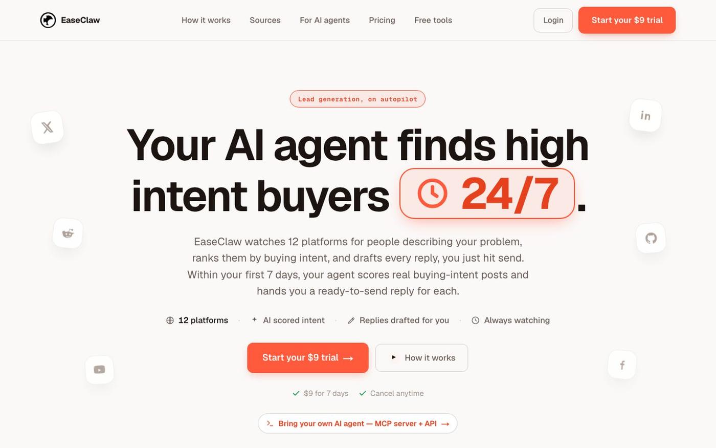 EaseClaw: Find warm B2B buyers where they're already asking — screenshot