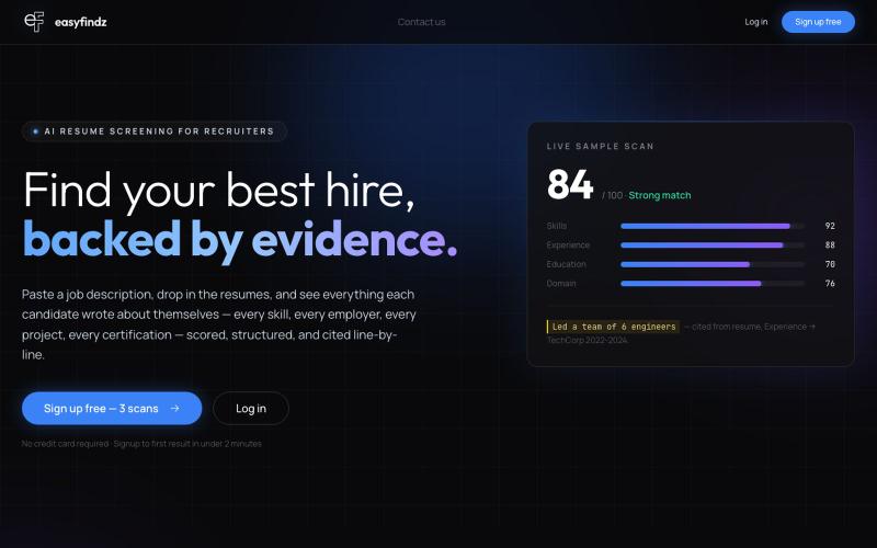 easyfindz — AI Resume Screening — screenshot