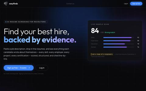 easyfindz — AI Resume Screening — screenshot