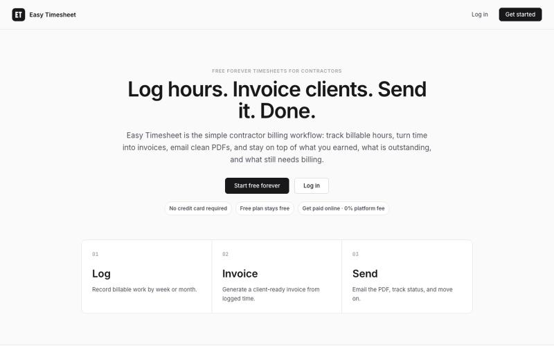 Easy Timesheet — Free Timesheet & Invoice App for Contractors — screenshot