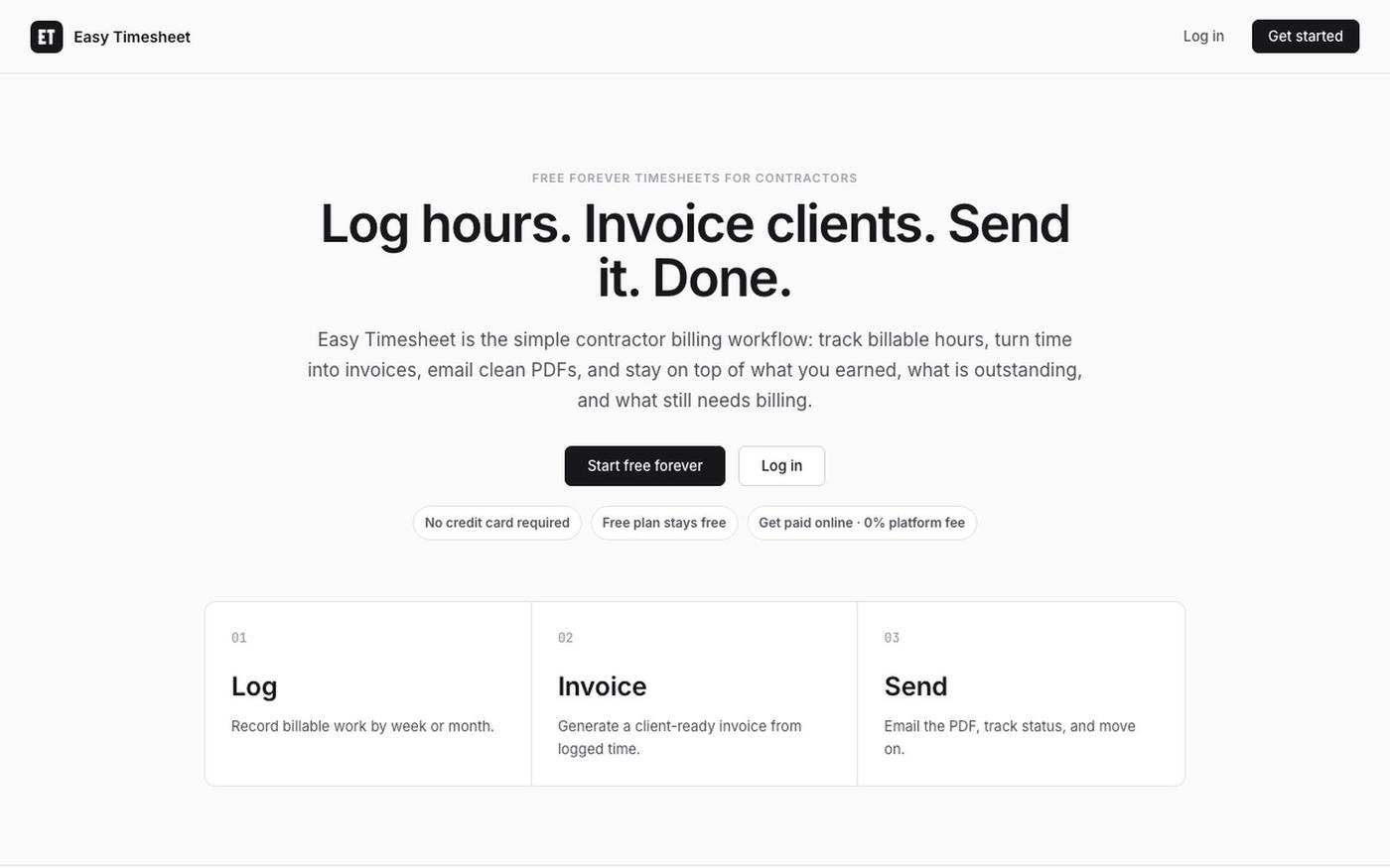 Easy Timesheet — Free Timesheet & Invoice App for Contractors — screenshot