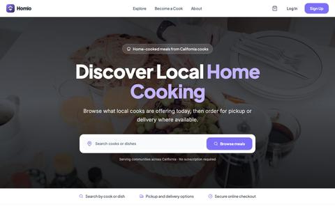 Homio - Homemade Meals from Local Home Cooks — screenshot