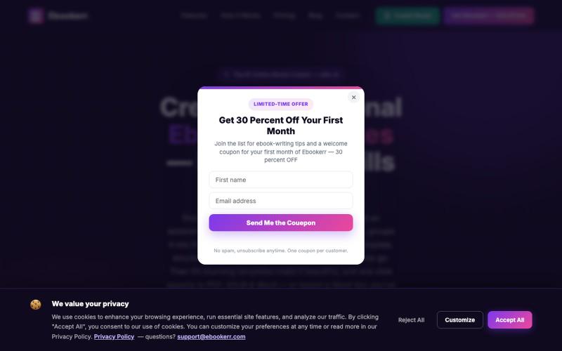 Home - ebookerr - Your Ebook Creator — screenshot
