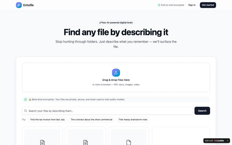 Semantic File Finder · Find any file by describing it — screenshot