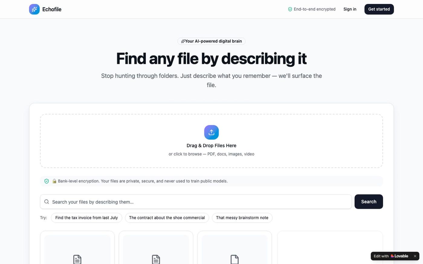 Semantic File Finder · Find any file by describing it — screenshot