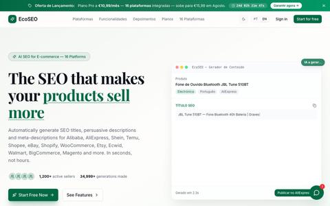 EcoSEO — Gerador de Conteúdo SEO para E-commerce com IA — screenshot
