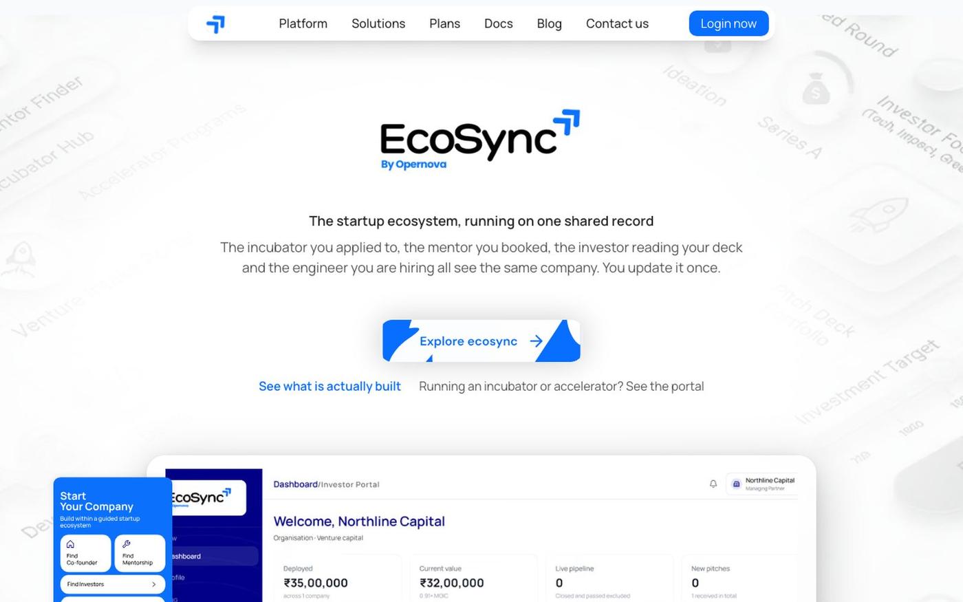 The Startup Ecosystem Platform | EcoSync — screenshot