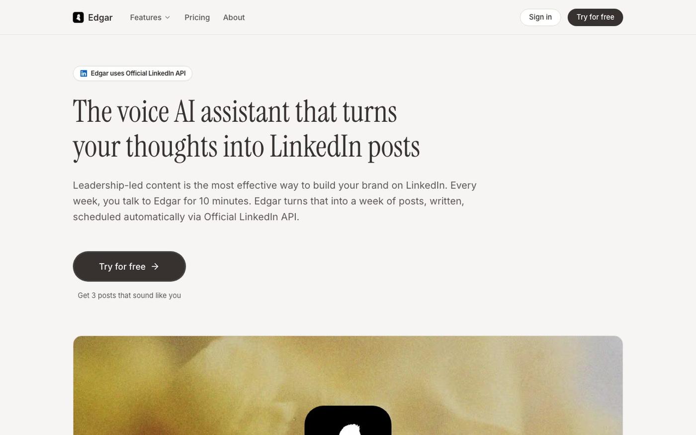 Edgar - Talk once a week, post all week long — screenshot