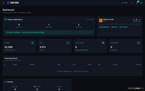 EDGEFORM — AI-powered sports analytics platform — screenshot