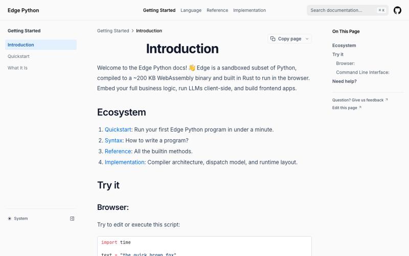 Introduction – Edge Python — screenshot