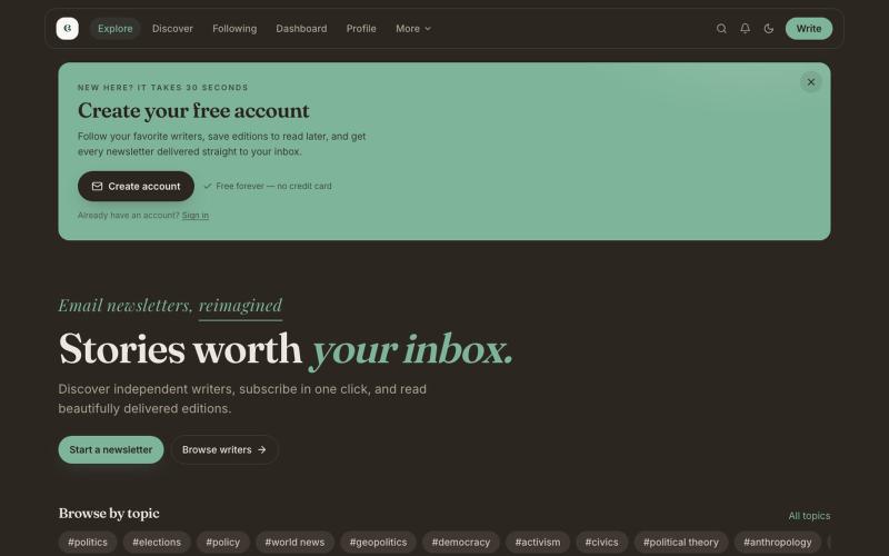 Edition — Email Newsletters — screenshot