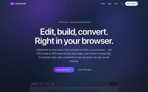 EditMyStuff — Free Private PDF & Image Tools — screenshot