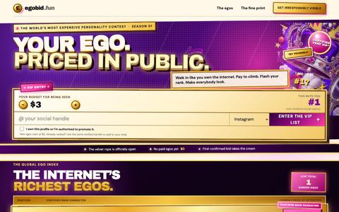 EgoBid — Your ego, priced in public — screenshot
