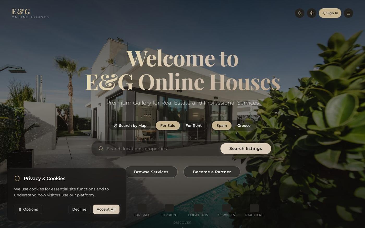 E&G Online Houses | Property Listings and Professional Services — screenshot