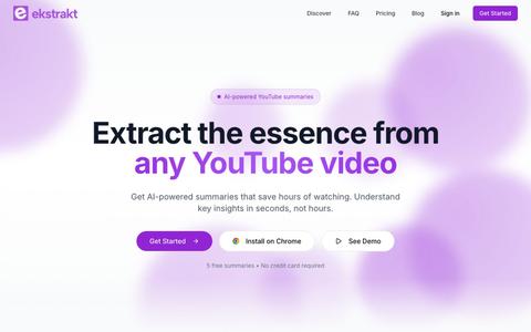 ekstrakt | YouTube Video Summarizer — screenshot