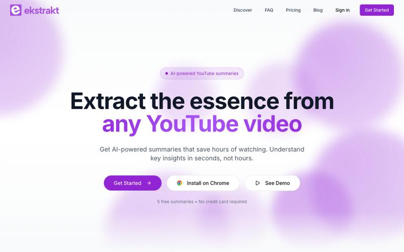 ekstrakt | YouTube Video Summarizer — screenshot
