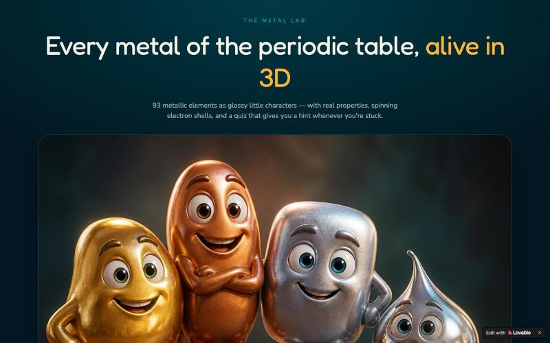 Metal Lab — 3D Periodic Table of Metals — screenshot