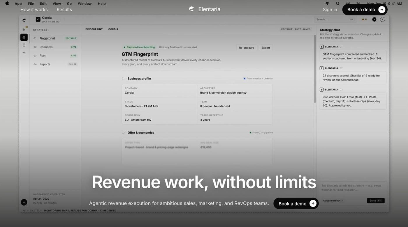 Elentaria — Agentic Revenue Execution for B2B — screenshot