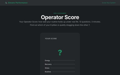 Assessment | Elevare Performance — screenshot