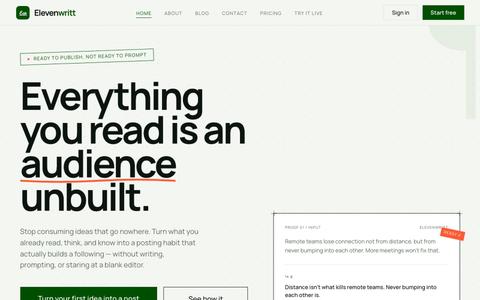 Elevenwritt - Turn Ideas Into Consistent Content — screenshot