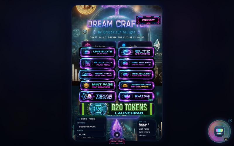 Dream Crafter | Wallet-Connected Games on Base — screenshot