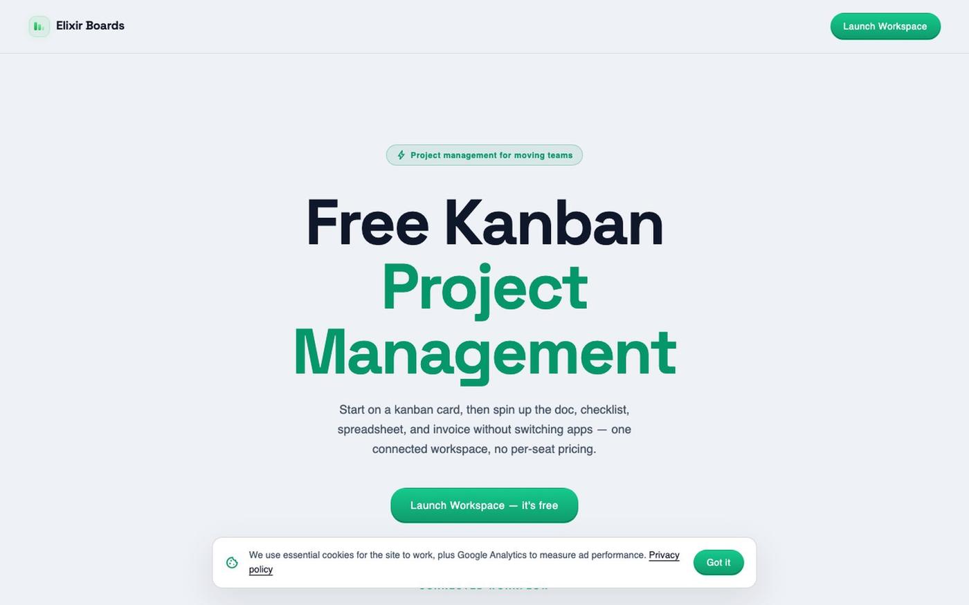 Free Kanban Project Management — Elixir Boards — screenshot
