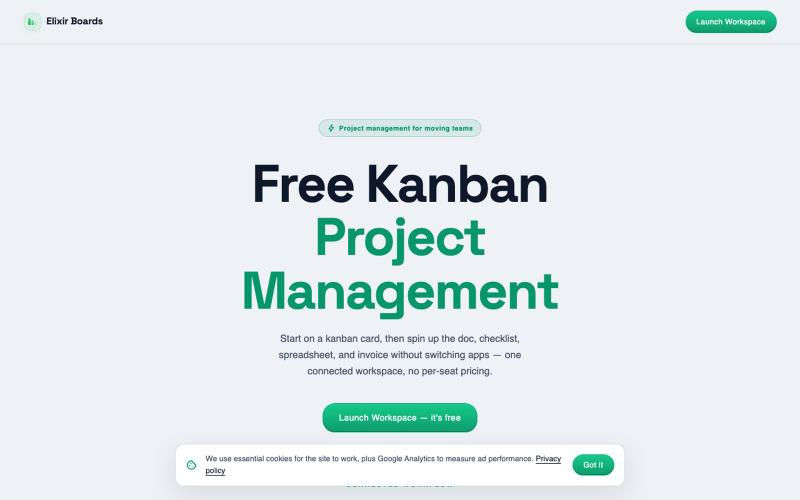 Free Kanban Project Management — Elixir Boards — screenshot