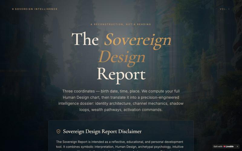 Sovereign Design Report — Human Design Intelligence Dossier — screenshot
