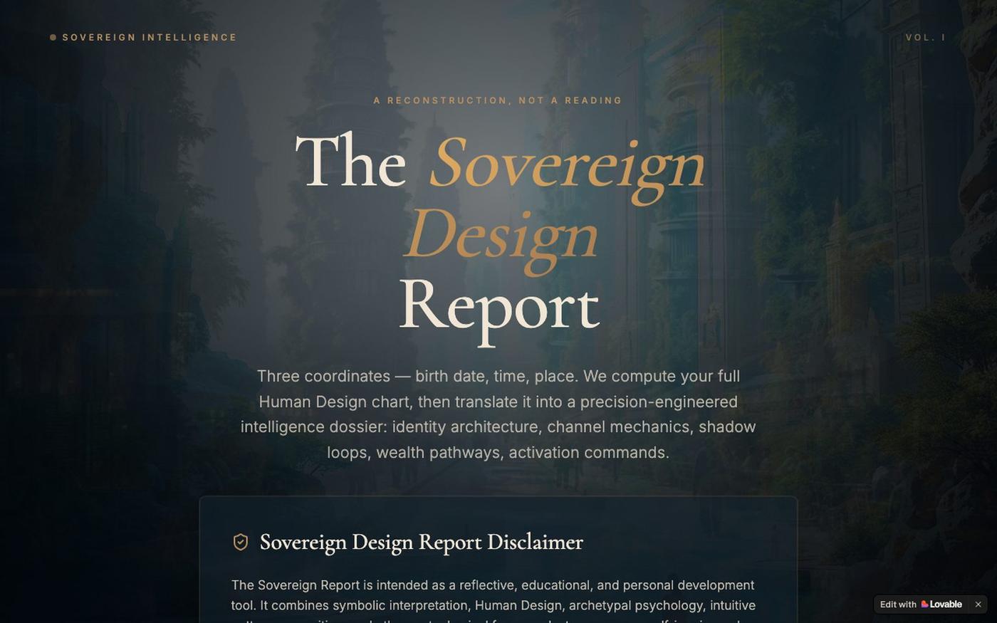 Sovereign Design Report — Human Design Intelligence Dossier — screenshot