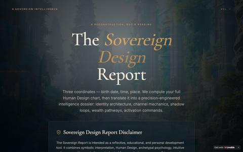 Sovereign Design Report — Human Design Intelligence Dossier — screenshot