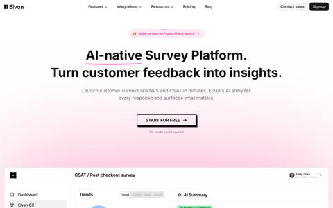 Elvan - AI-Powered NPS & CSAT Software | Instant Feedback Insights — screenshot