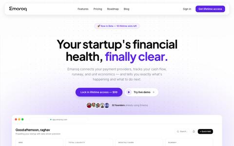 Emaroq - Financial clarity for startup founders — screenshot