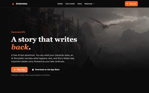 Embertales | Free AI Story RPG & Text Adventure Game — screenshot