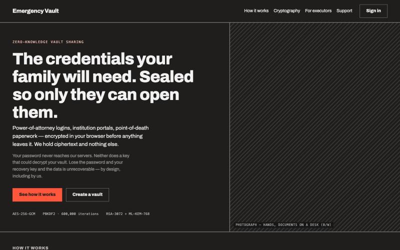Emergency Vault — screenshot
