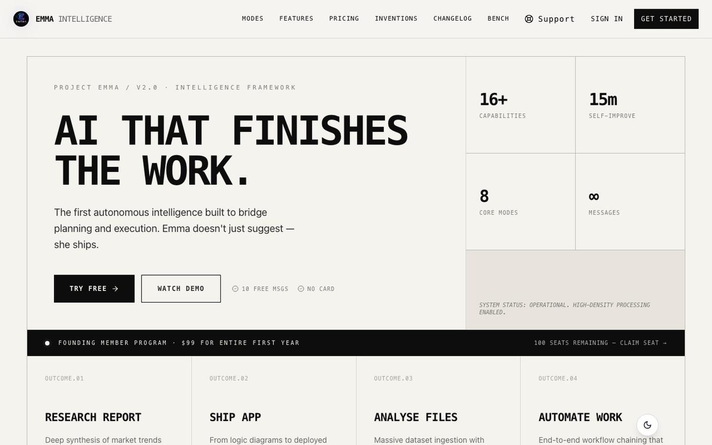 Emma Intelligence — Autonomous AI Workspace — screenshot
