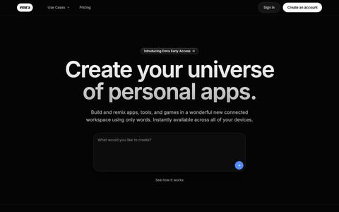 Emra - Create your Universe of Personal Apps - The Adaptive Operating System — screenshot