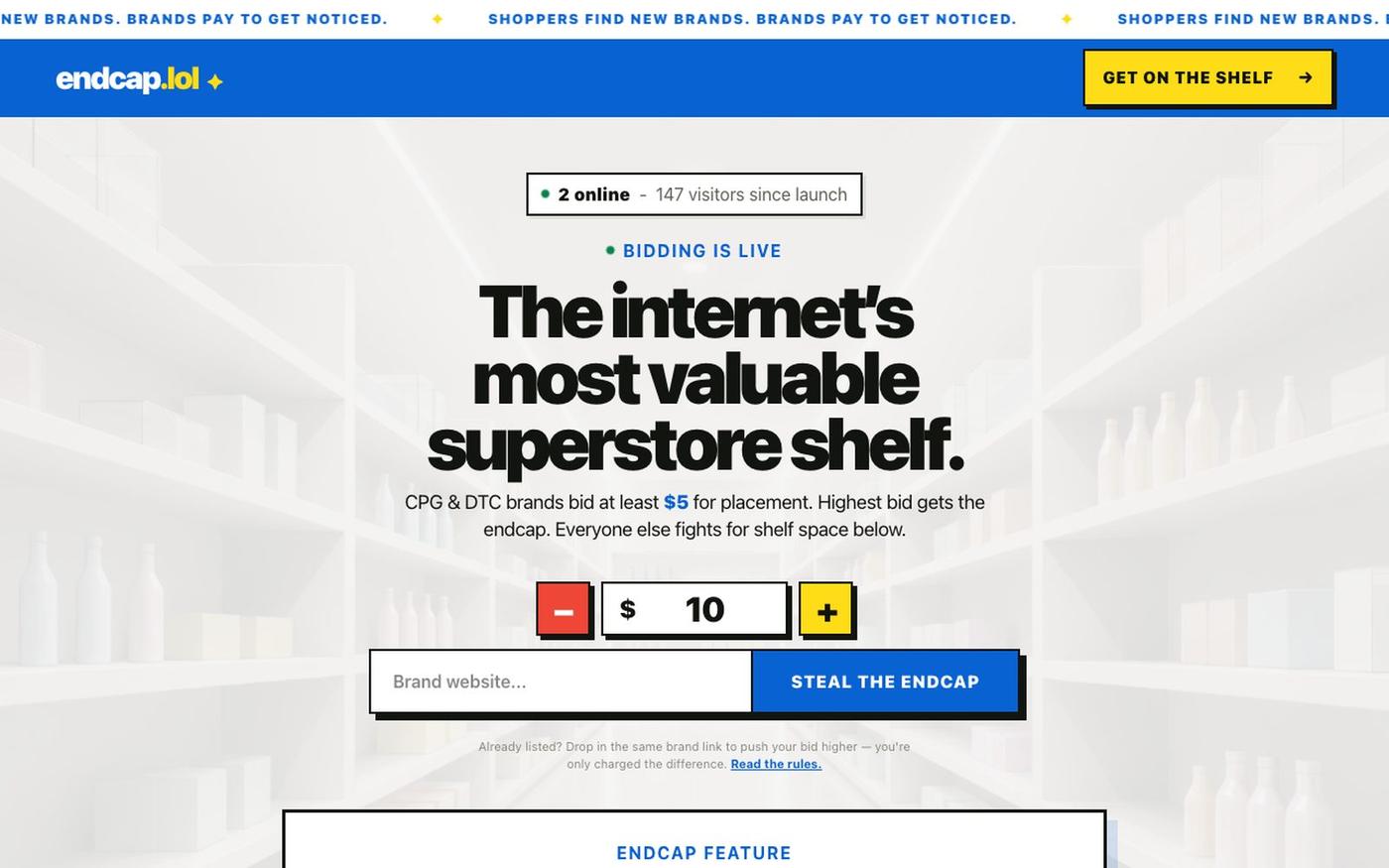 endcap.lol — The Internet’s Most Valuable Superstore Shelf — screenshot
