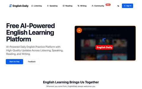 Free AI-Powered English Learning Platform | English Daily — screenshot