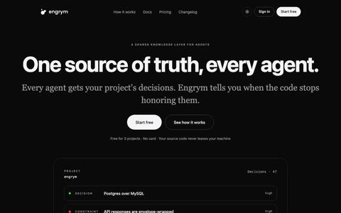 Engrym: One source of truth, every agent — screenshot