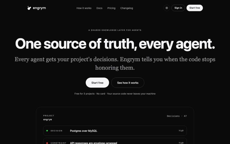 Engrym: One source of truth, every agent — screenshot