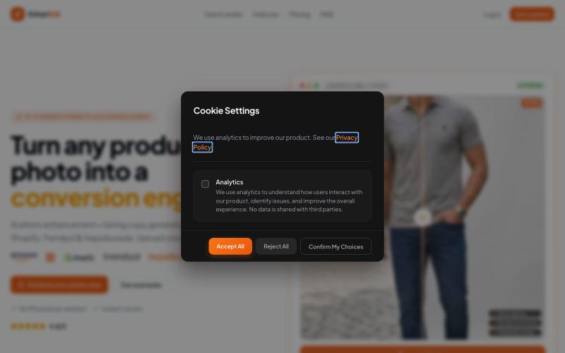 EnhanSell — AI Product Photo Enhancement — screenshot