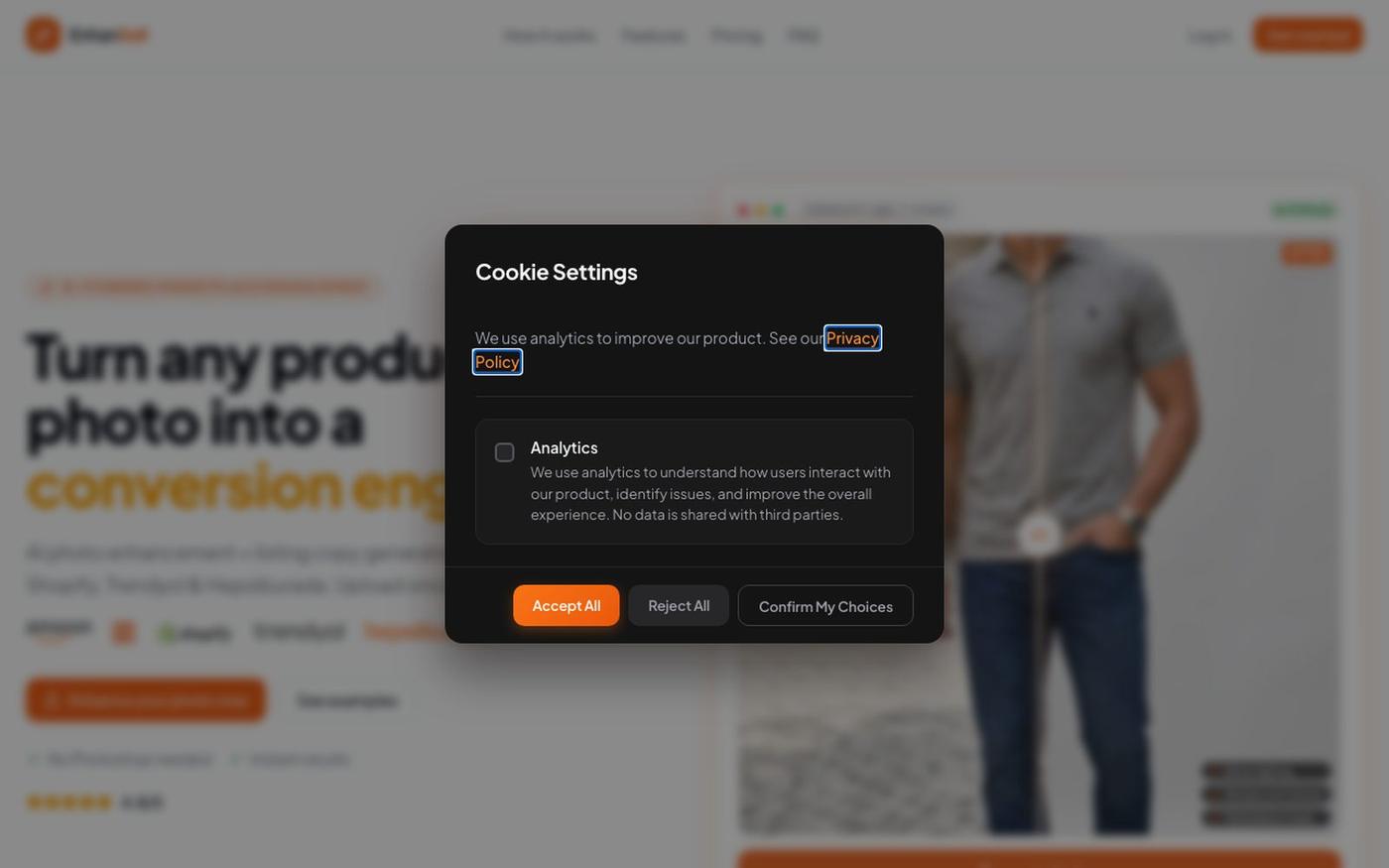 EnhanSell — AI Product Photo Enhancement — screenshot